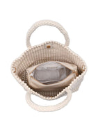 SOL AND SELENE Ambrosia Medium Tote Bag in Cream Top View Unzipped