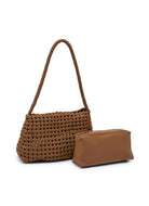 SOL AND SELENE Solara Shoulder Bag in Sand Shown Together With Inner Pouch