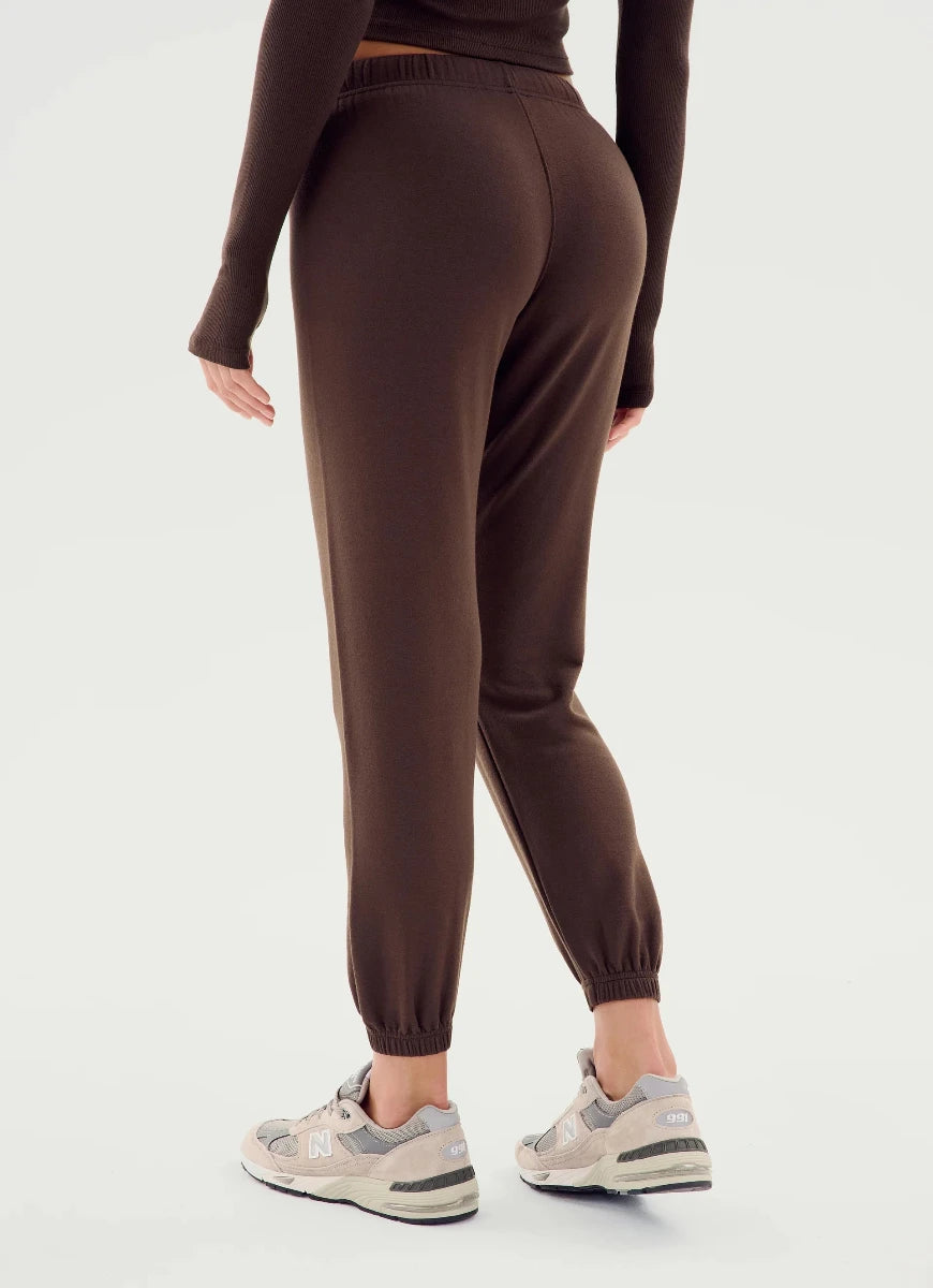 Splits59 Sonja Fleece Sweatpant in Dark Chocolate Back View