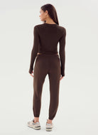 Splits59 Sonja Fleece Sweatpant in Dark Chocolate Full Length Back View