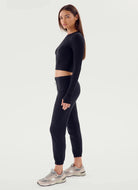 Splits59 Sonja Fleece Sweatpant in Black Full Length Side View