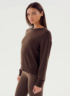 Splits59 Sonja Fleece Sweatshirt in Dark Chocolate Side View