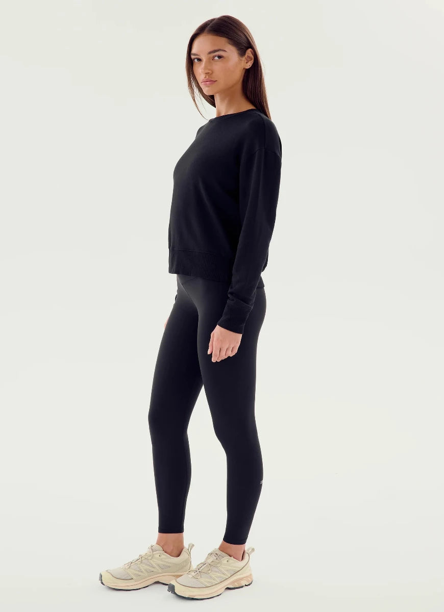 Splits59 Sonja Fleece Sweatshirt in Black Full Length Side View