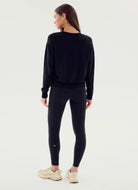 Splits59 Sonja Fleece Sweatshirt in Black Full Length Back View