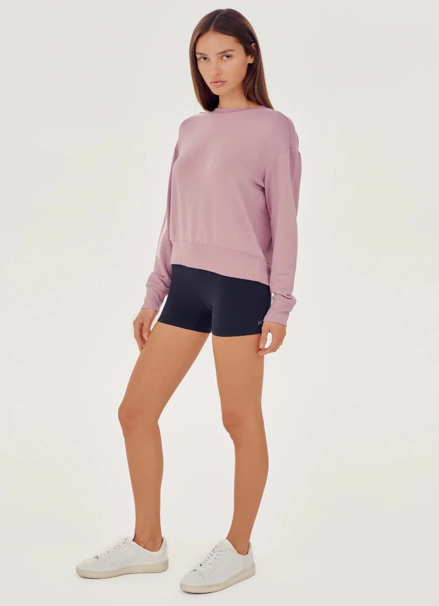 Splits59 Sonja Fleece Sweatshirt in Blush Full Side View