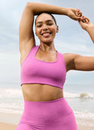 Beyond Yoga Spacedye Simplicity Sports Bra in Sunset Violet Heather Front View