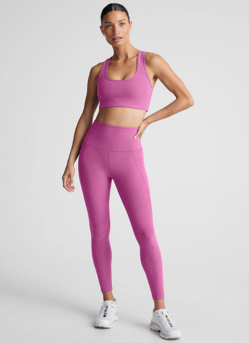 Beyond Yoga Spacedye Simplicity Sports Bra in Sunset Violet Heather Full Length Front View