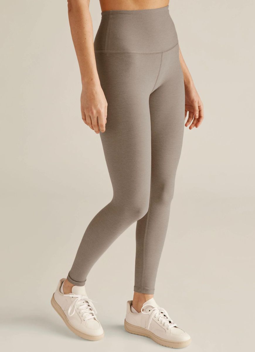 Beyond Yoga Spacedye Caught In The Midi High Waisted Legging Birch Heather Angled Side View