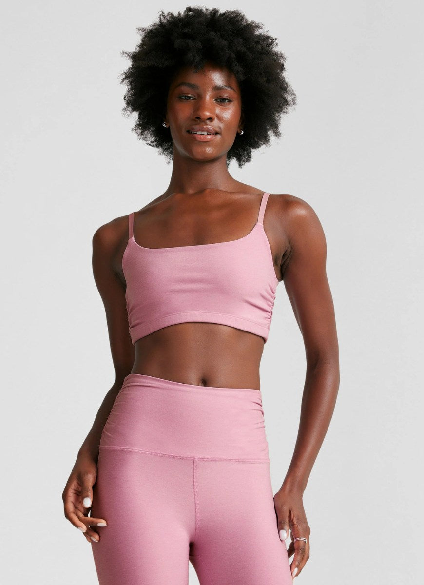 Beyond Yoga Spacedye Raise The Barre Shirred Bra in Pink