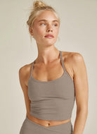 Beyond Yoga Spacedye Slim Racerback Cropped Tank in Birch Heather