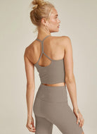 Beyond Yoga Spacedye Slim Racerback Cropped Tank in Birch Heather Back View