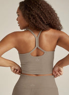 Beyond Yoga Spacedye Slim Racerback Cropped Tank in Birch Heather Alternate Back View