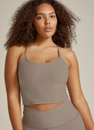 Beyond Yoga Spacedye Slim Racerback Cropped Tank in Birch Heather Front View