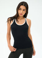 Splits59 Ashby Rib Tank Top in Black/White