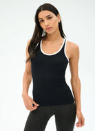 Splits59 Ashby Rib Tank Top in Black/White Front View