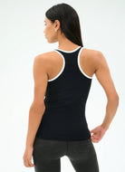 Splits59 Ashby Rib Tank Top in Black/White Back View