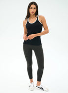 Splits59 Ashby Rib Tank Top in Black/White Full Length Front View