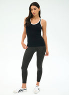 Splits59 Ashby Rib Tank Top in Black/White Alternate Front View