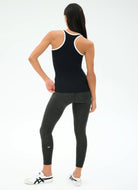 Splits59 Ashby Rib Tank Top in Black/White Full Length Back View
