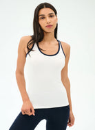 Splits59 Ashby Rib Tank Top in White/Indigo