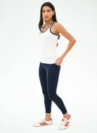 Splits59 Ashby Rib Tank Top in White/Indigo Full Length Side View