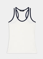 Splits59 Ashby Rib Tank Top in White/Indigo Product Shot View