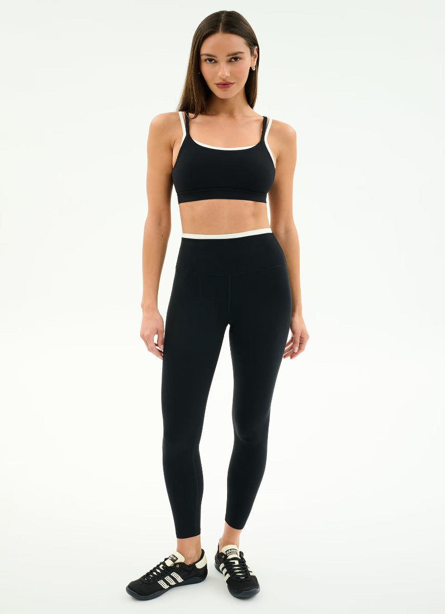 Splits59 Dual High Waist Airweight Legging 7/8 in Black/White Full Length Front View