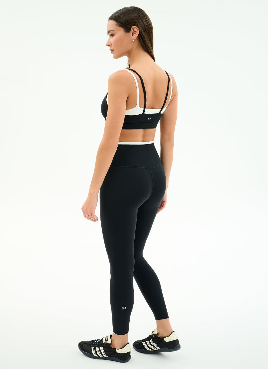 Splits59 Dual High Waist Airweight Legging 7/8 in Black/White Full Length Back View
