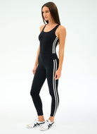 Splits59 Ella High Waist Airweight 7/8 Legging in Black/White Full Length Angled Side View