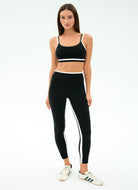 Splits59 Eva Rigor Double Strap Sports Bra in Black/Military Full Length Front View