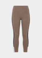 Brown leggings with black accents on a white background