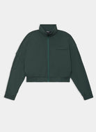 Green jacket with a zipper on a white background