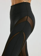 Year of Ours Sport Amanda Legging in Black Close Up Side View of Mesh 