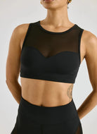 Year of Ours Sport Sweetheart Bra in Black Close Up Front View