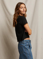 perfectwhitetee Women's Springsteen Tee in Black Side View