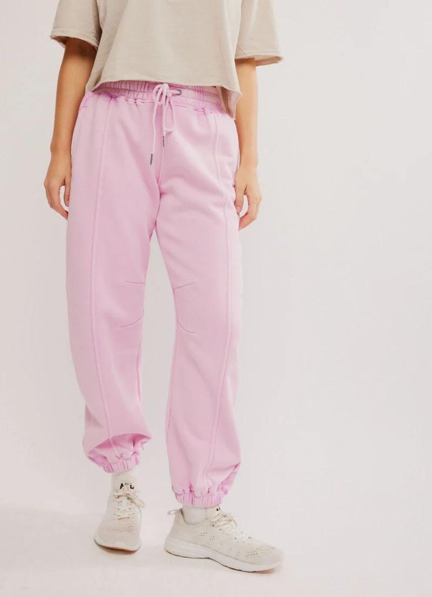 Free People Sprint To The Finish Sweatpants in Powder Pink