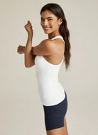 Beyond Yoga Step Up Racerback Tank in Cloud White Side View