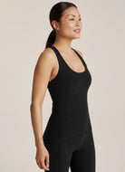 Beyond Yoga Step Up Racerback Tank in Darkest Night Side View