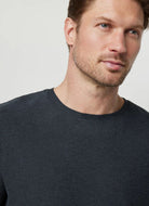 Vuori Men's Strato Tech Tee in Charcoal Heather Close Up Front View