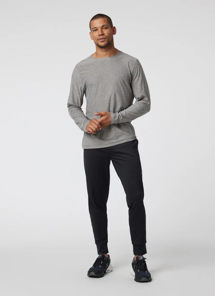 vuori Men's Sunday Performance Jogger in Black Full Length Front View