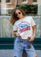 Sunny Somewhere Midtown Tigers Tee in Off White Front View