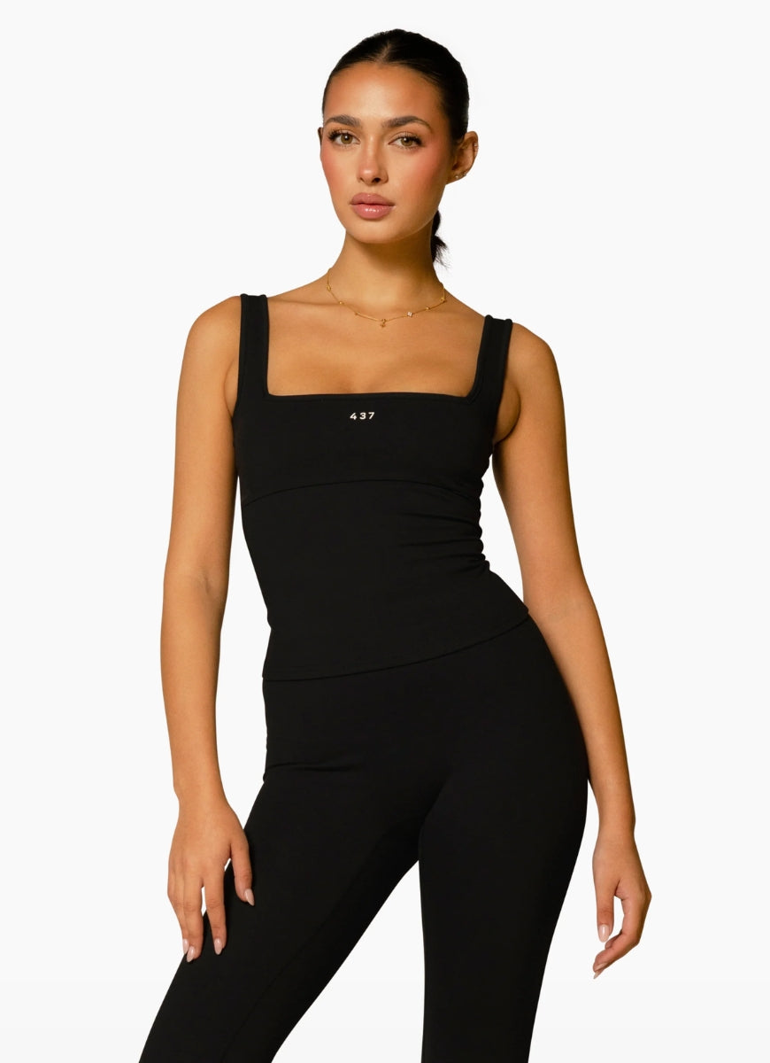 437 The Square Tank Top in Black Front View