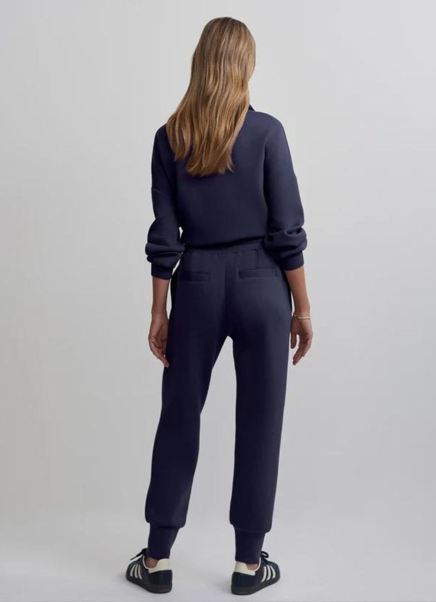 Varley The Slim Cuff Pant 25” in Blue Nights Full Length Back View