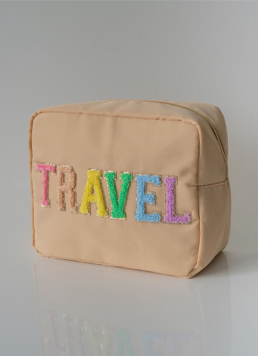 Travel Pouch Large Cosmetic Travel Bag in Sand