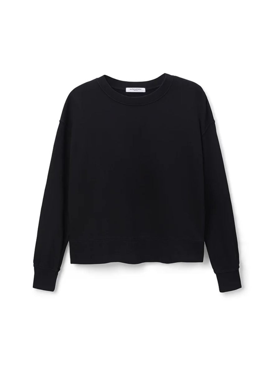 perfectwhitetee Tyler Pullover Sweatshirt in Black Product Shot View
