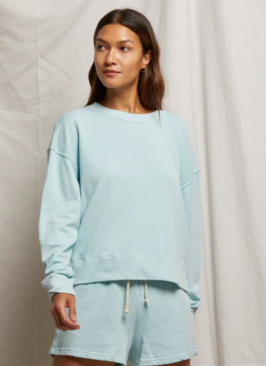 perfectwhitetee Tyler Pullover Sweatshirt in Iced Aqua