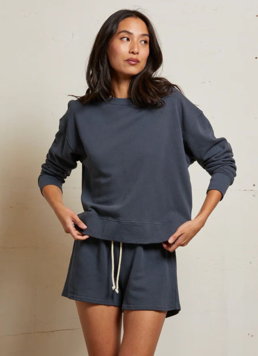 perfectwhitetee Tyler Pullover Sweatshirt in Night Front View