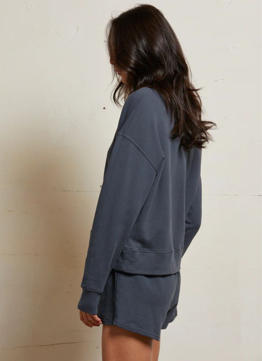 perfectwhitetee Tyler Pullover Sweatshirt in Night Side View