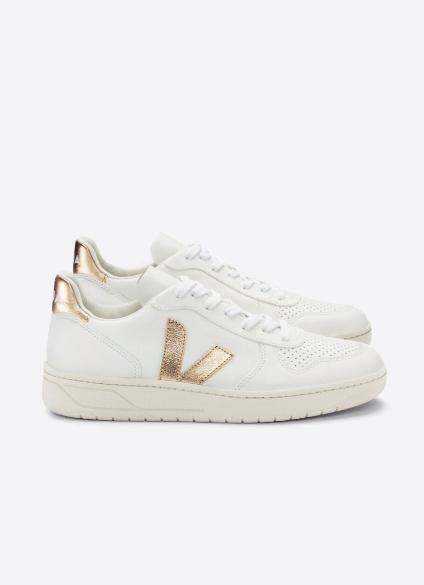 Veja Women's V-10 Sneaker in White/Platine