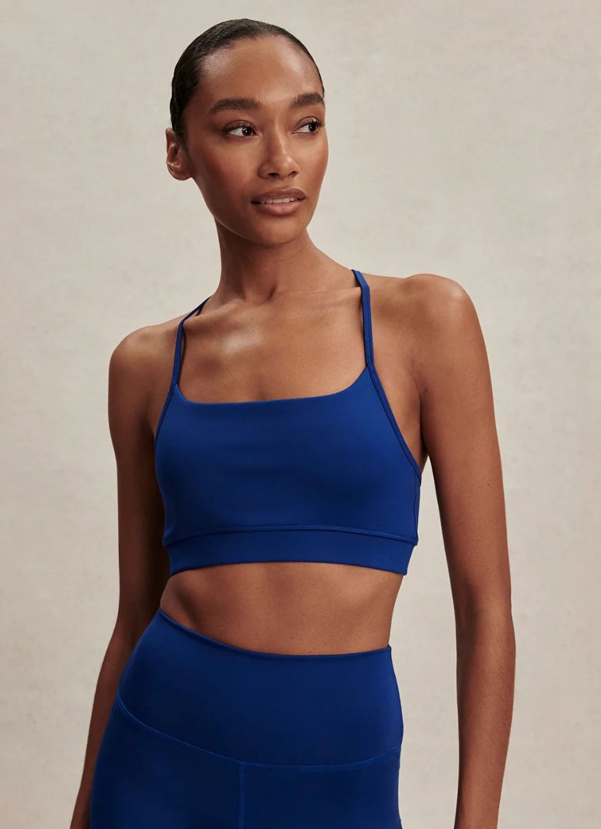 Varley Assure Cerys Sports Bra in Sodalite Blue Close Up Front View